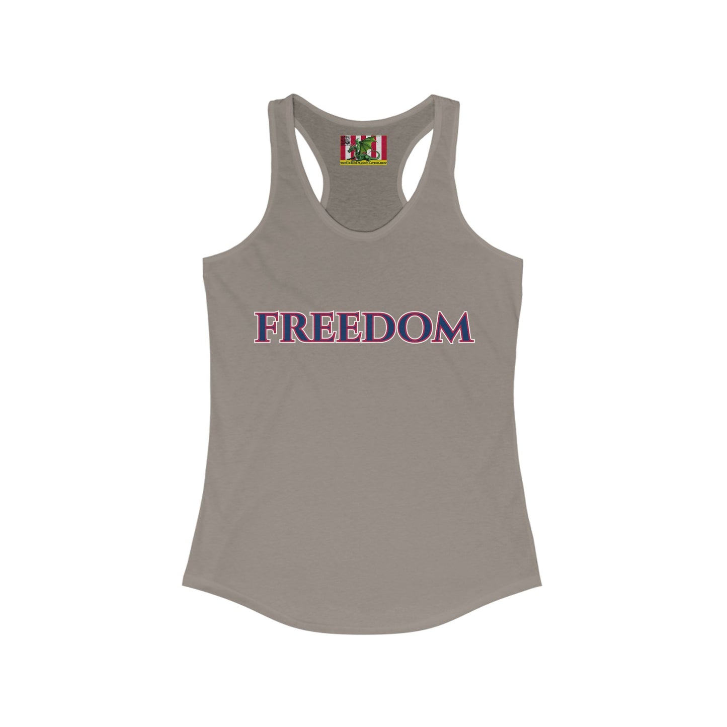 Freedom, Blue font Woman's Racerback Tank Top by theGreenDragonTavern.shop