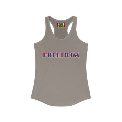 Freedom, Blue font Woman's Racerback Tank Top by theGreenDragonTavern.shop