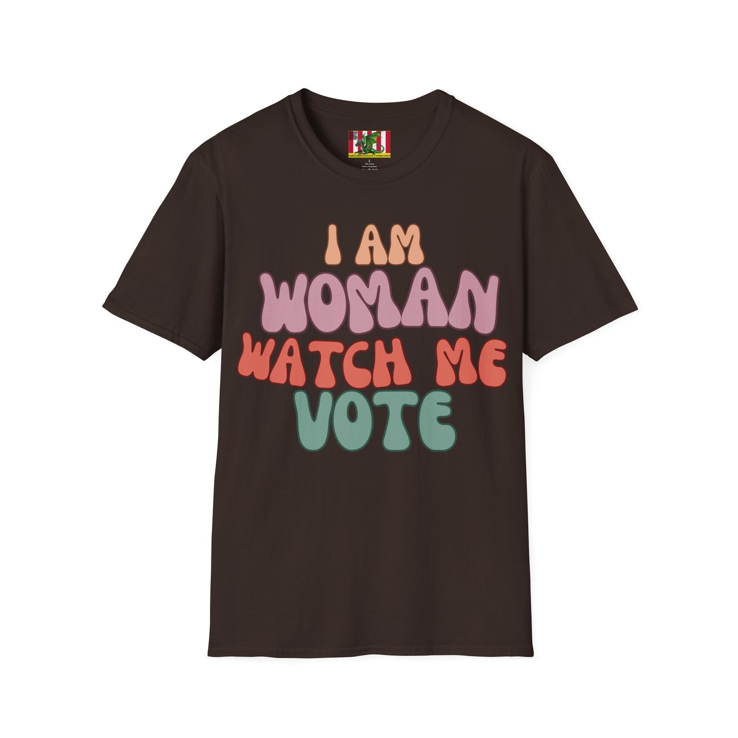 I Am Woman Watch Me Vote Dark colors Unisex T-Shirt by theGreenDragonTavern.shop