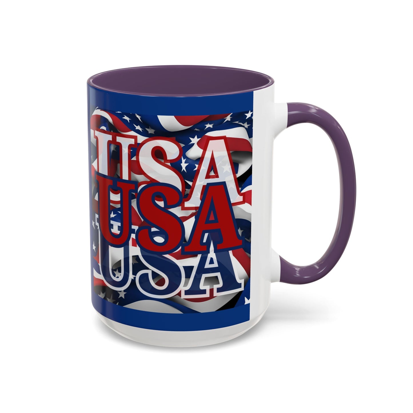 USA Red font Center Patriot Blue Accent Mug by theGreenDragonTavern.shop