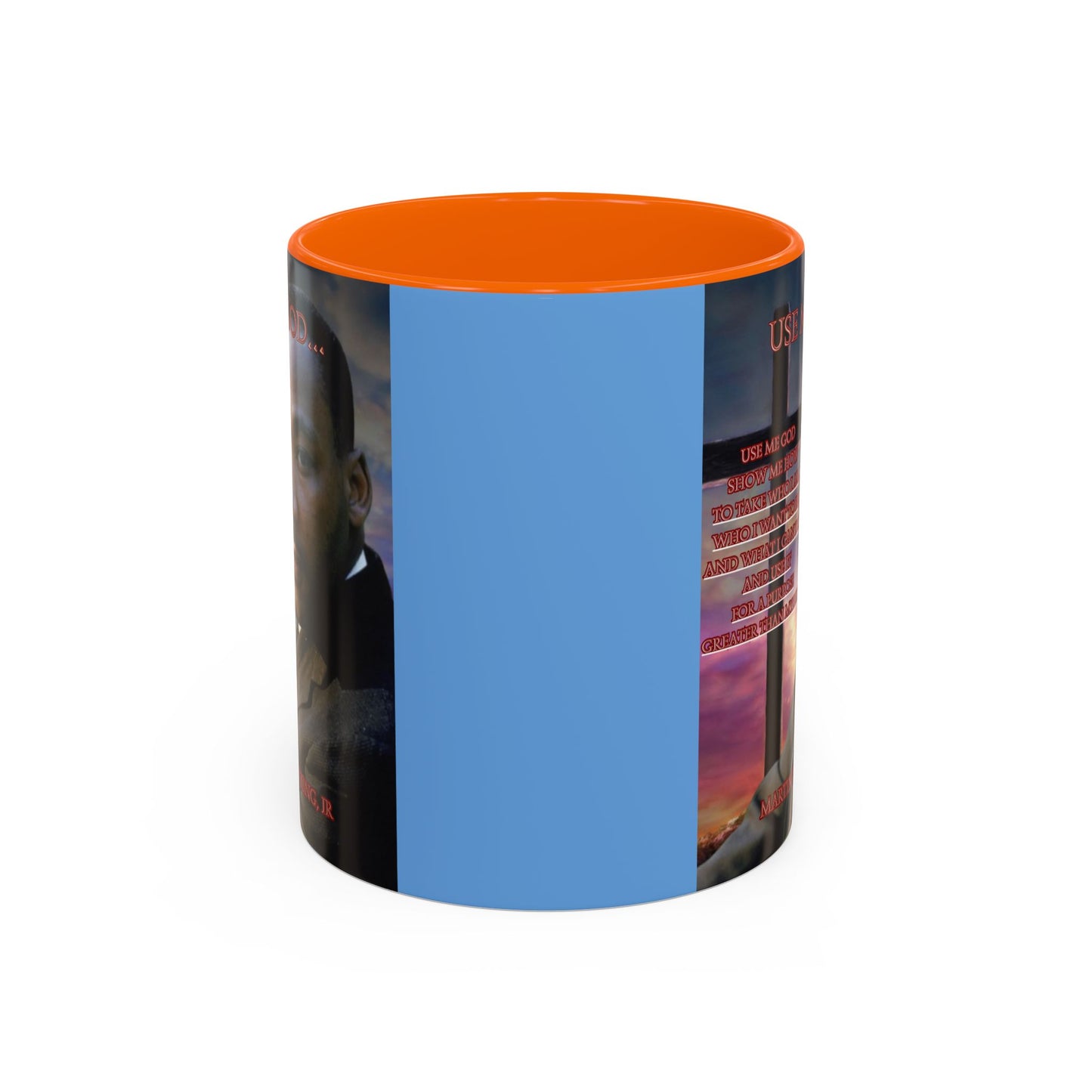 Use Me God, MLK Jr Blue Accent Mug by theGreenDragonTavern.shop