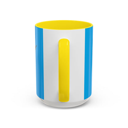 Hula Girl Packin' Heat Light Blue Accent Mug by theGreenDragonTavern.shop