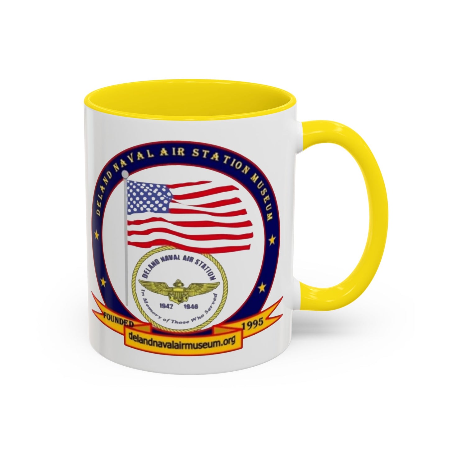 DeLand Naval Air Station Museum White Accent Mug by theGreenDragonTavern.shop