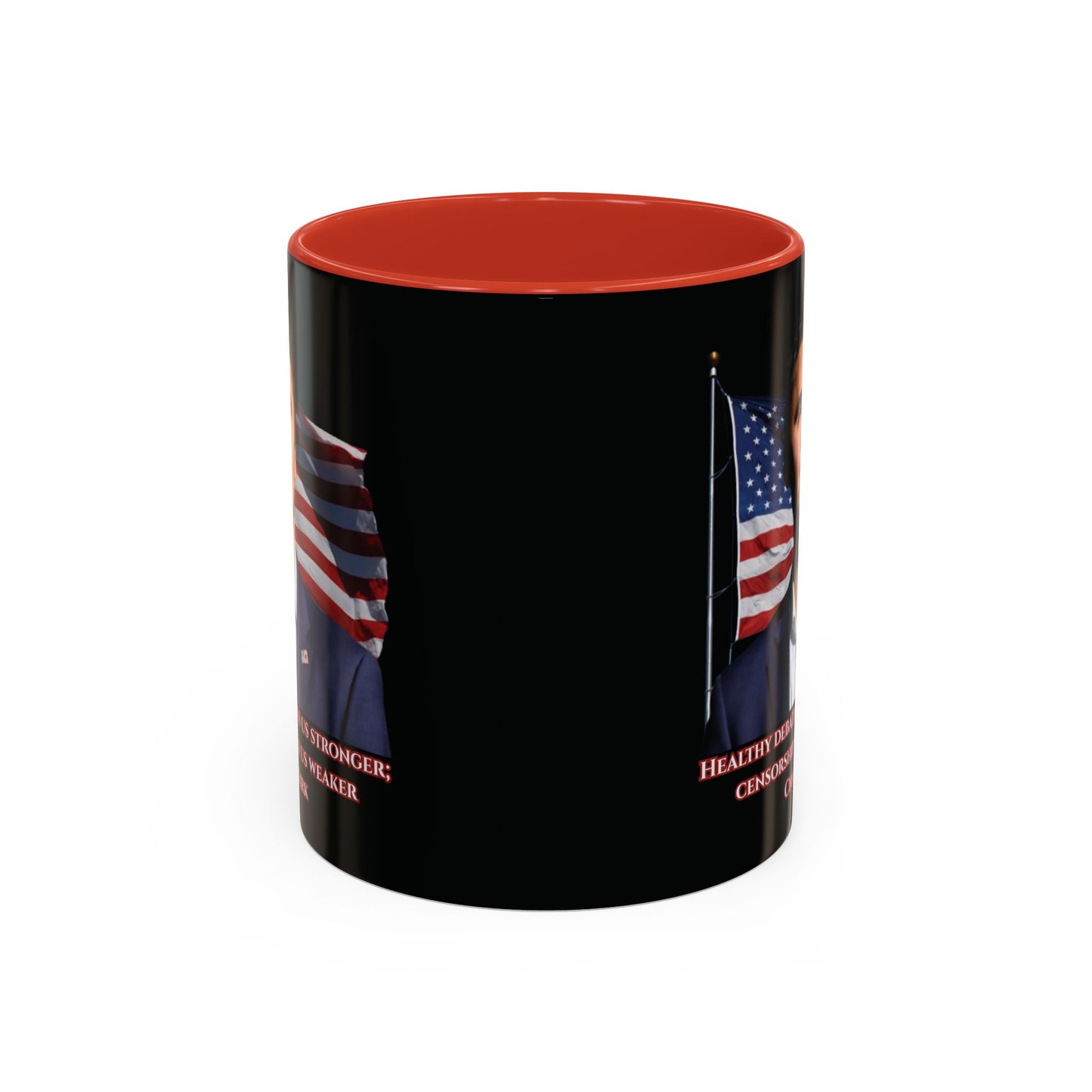 Charlie Kirk, Healthy Debate Black Accent Mug by theGreenDragonTavern.shop