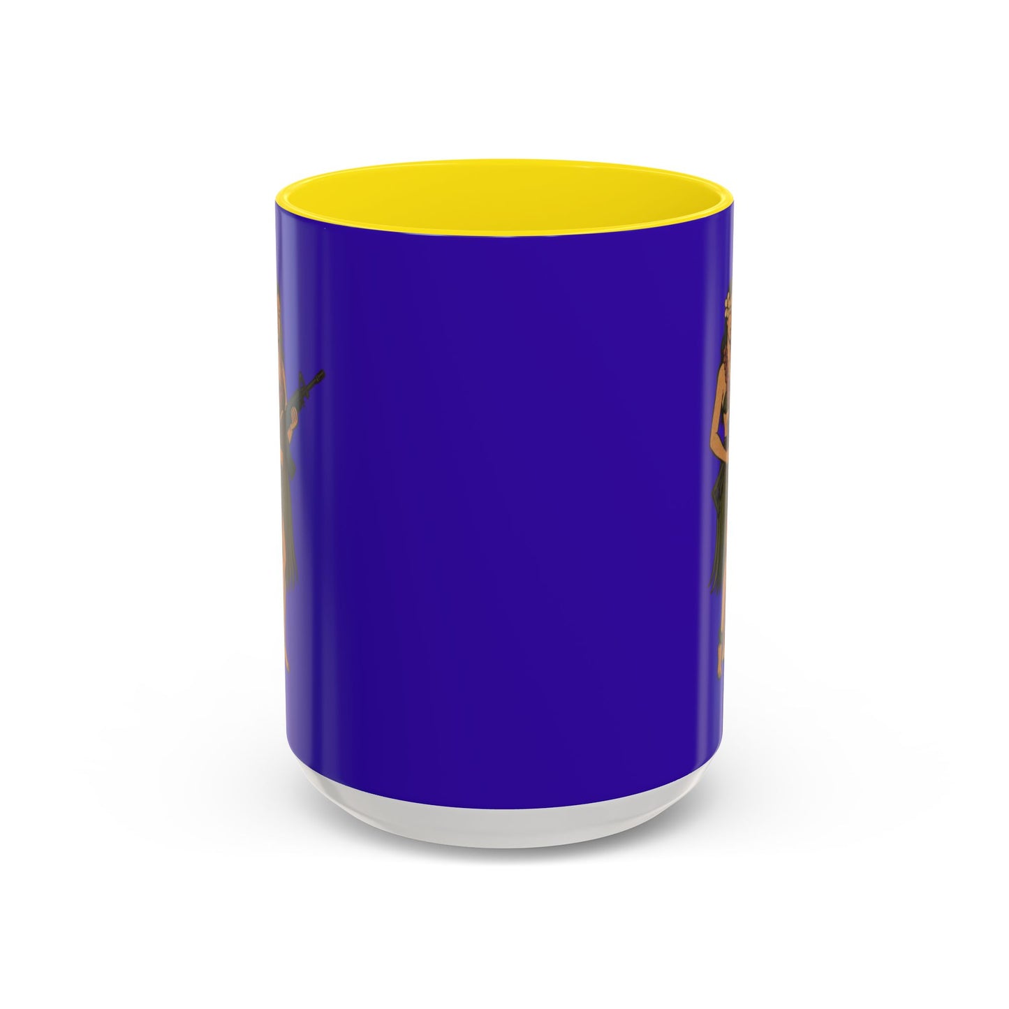 Hula Girl Packin' Heat Dark Purple Accent Mug by theGreenDragonTavern.shop