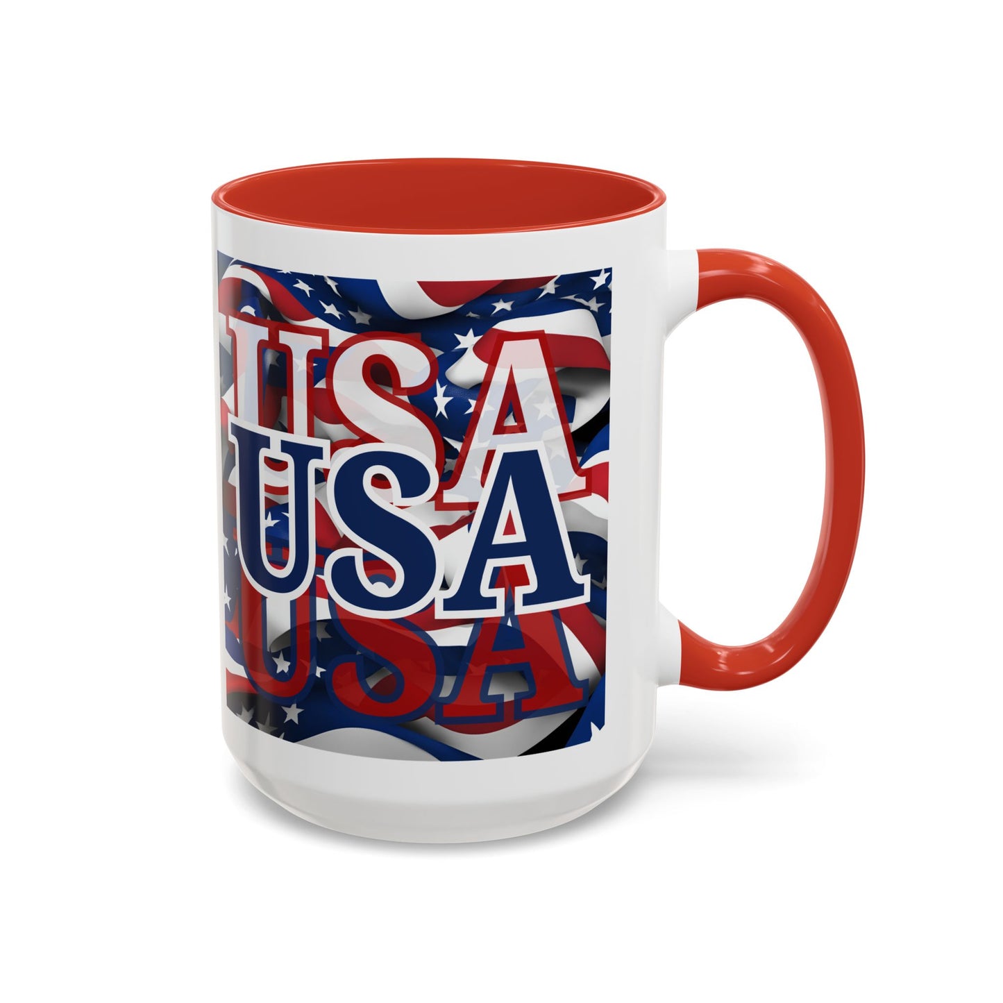 USA Blue font Center Patriot White Accent Mug by theGreenDragonTavern.shop