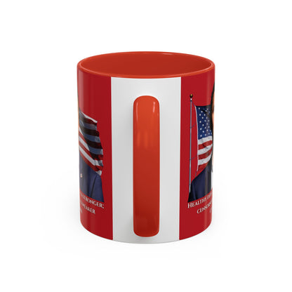 Charlie Kirk, Healthy Debate Red Accent Mug by theGreenDragonTavern.shop