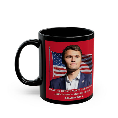 Charlie Kirk, Healthy Debate Red Mug by theGreenDragonTavern.shop