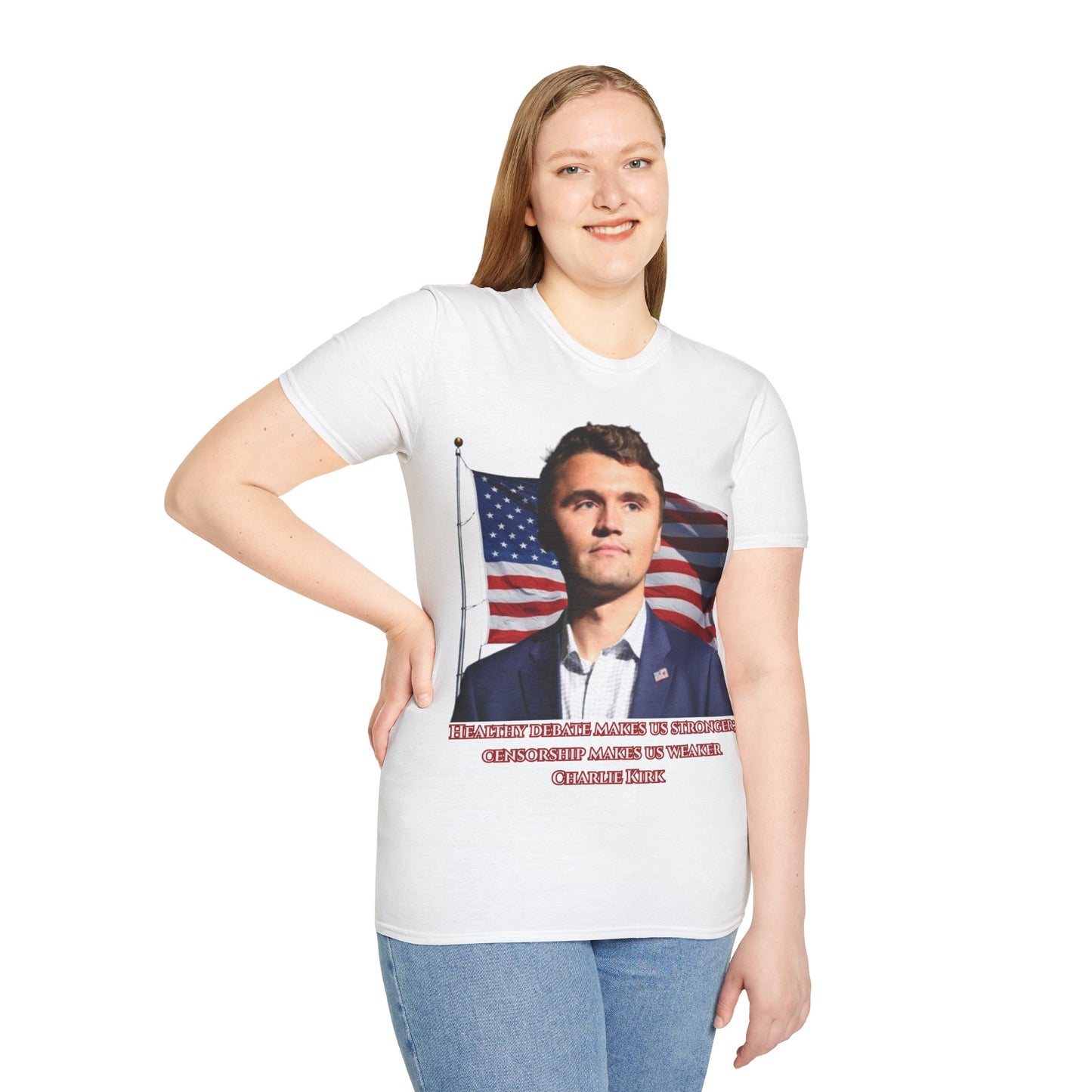 Charlie Kirk, Healthy Debate Light colors Unisex T-Shirt by theGreenDragonTavern.shop