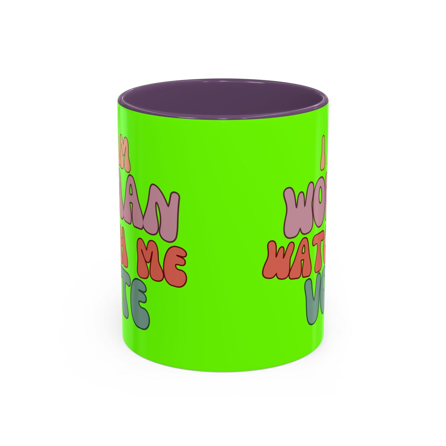 I Am Woman Watch Me Vote Light Green Accent Mug by theGreenDragonTavern.shop