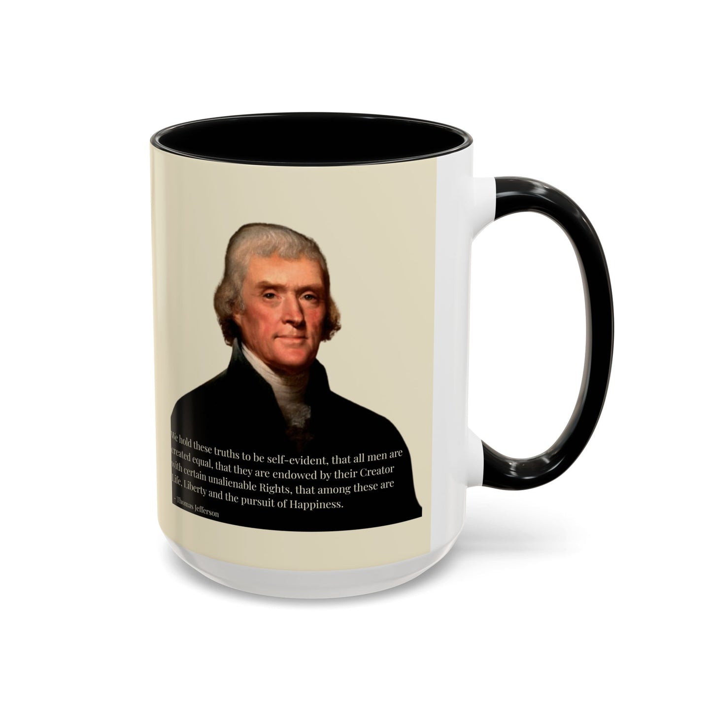 We hold these truths to be self-evident Parchment Yellow Accent Mug by theGreenDragonTavern.shop