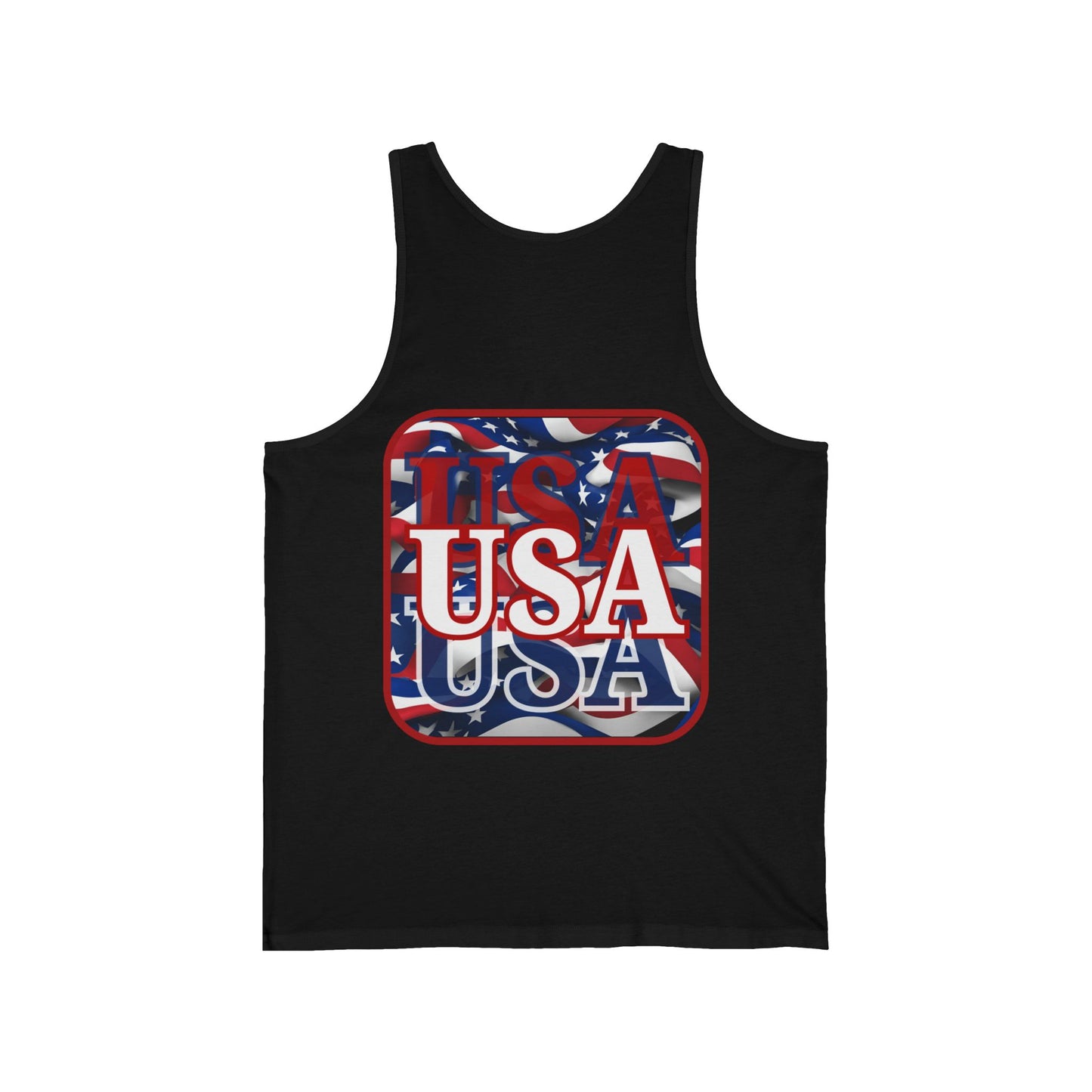 2-sided, Red WHITE and Blue USA Patriot Unisex Jersey Tank Top by theGreenDragonTavern.shop
