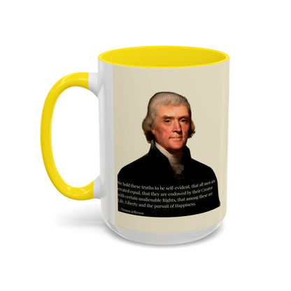 We hold these truths to be self-evident Parchment Yellow Accent Mug by theGreenDragonTavern.shop