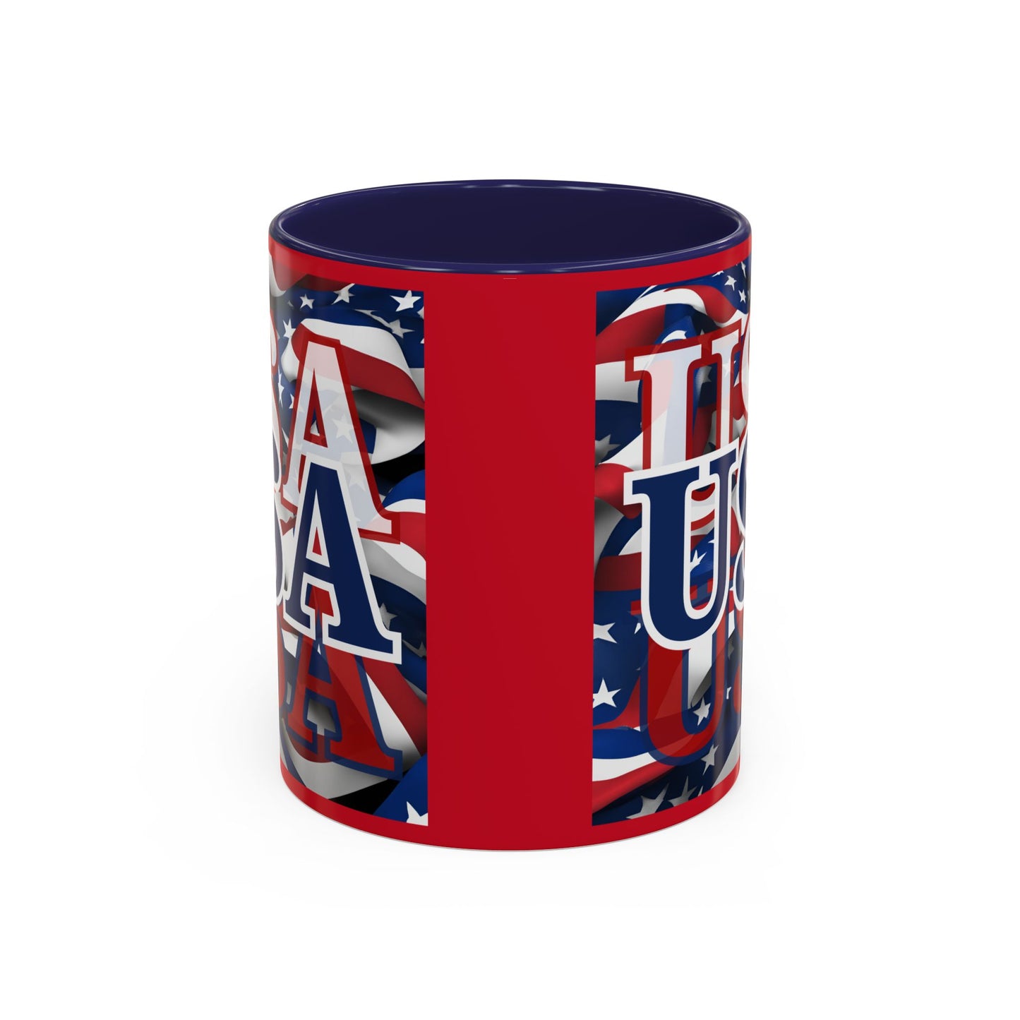 USA Blue font Center Patriot Red Accent Mug by theGreenDragonTavern.shop