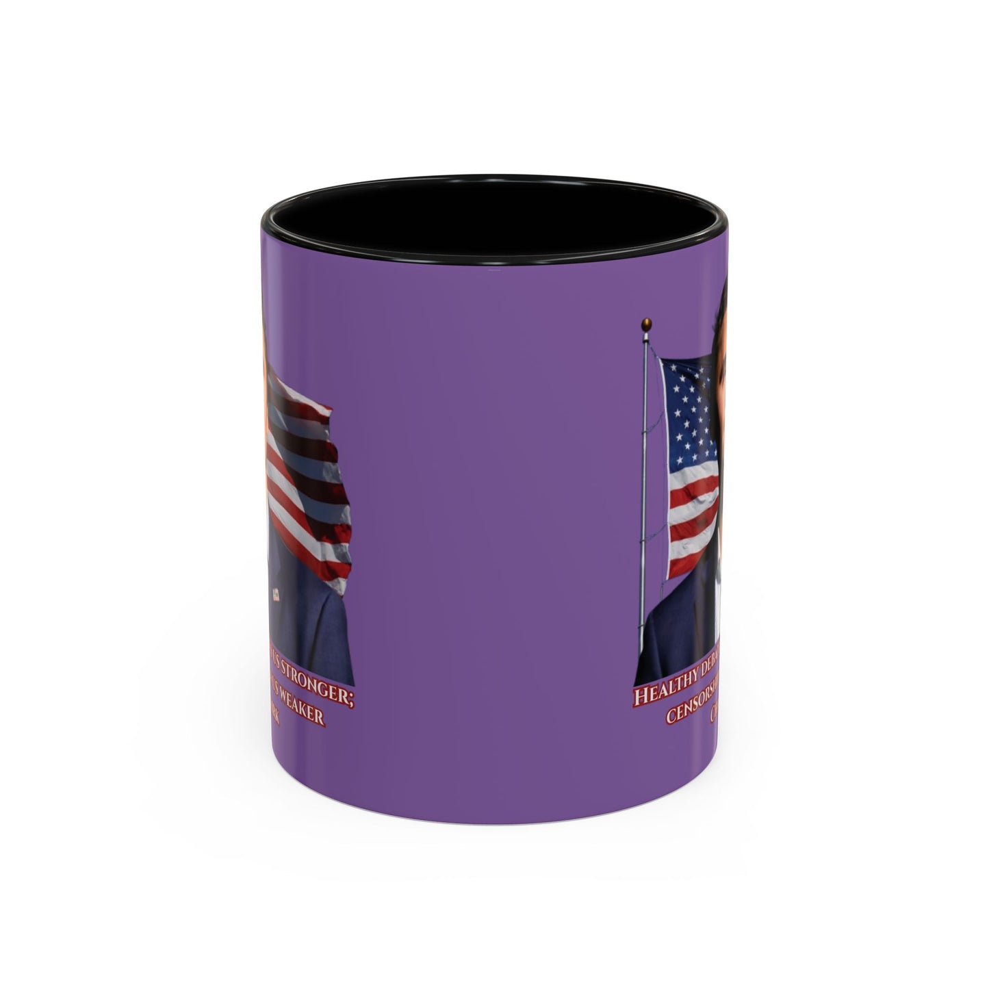Charlie Kirk, Healthy Debate Light Purple Accent Mug by theGreenDragonTavern.shop