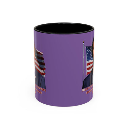Charlie Kirk, Healthy Debate Light Purple Accent Mug by theGreenDragonTavern.shop