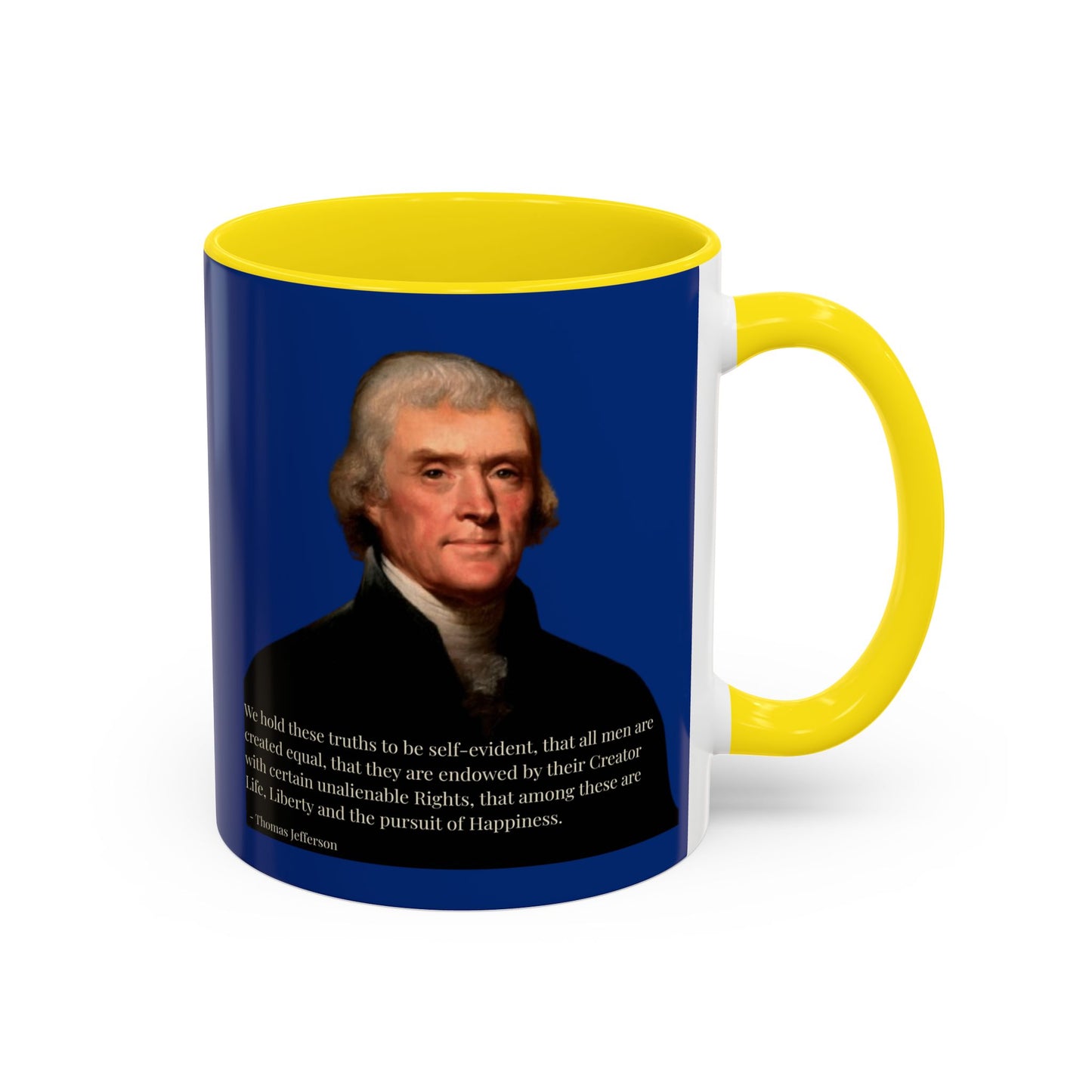 We hold these truths to be self-evident Dark Blue Accent Mug by theGreenDragonTavern.shop