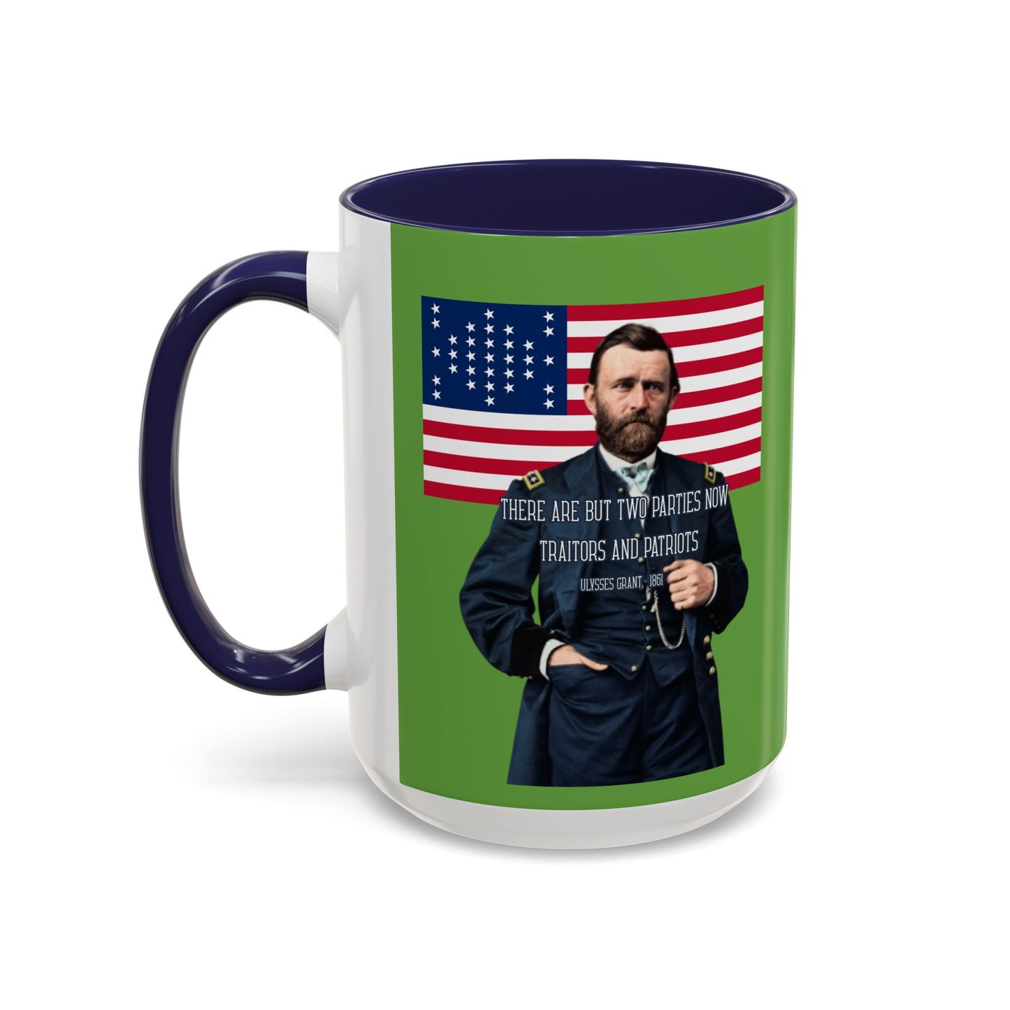 "Traitors and Patriots" Ulysses Grant Green Accent Mug by theGreenDragonTavern.shop