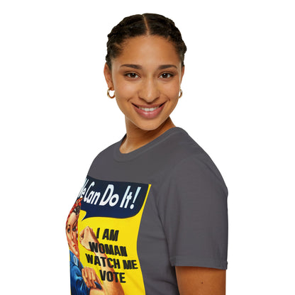 I Am Woman Watch Me Vote Rosie Dark colors Unisex T-Shirt by theGreenDragonTavern.shop