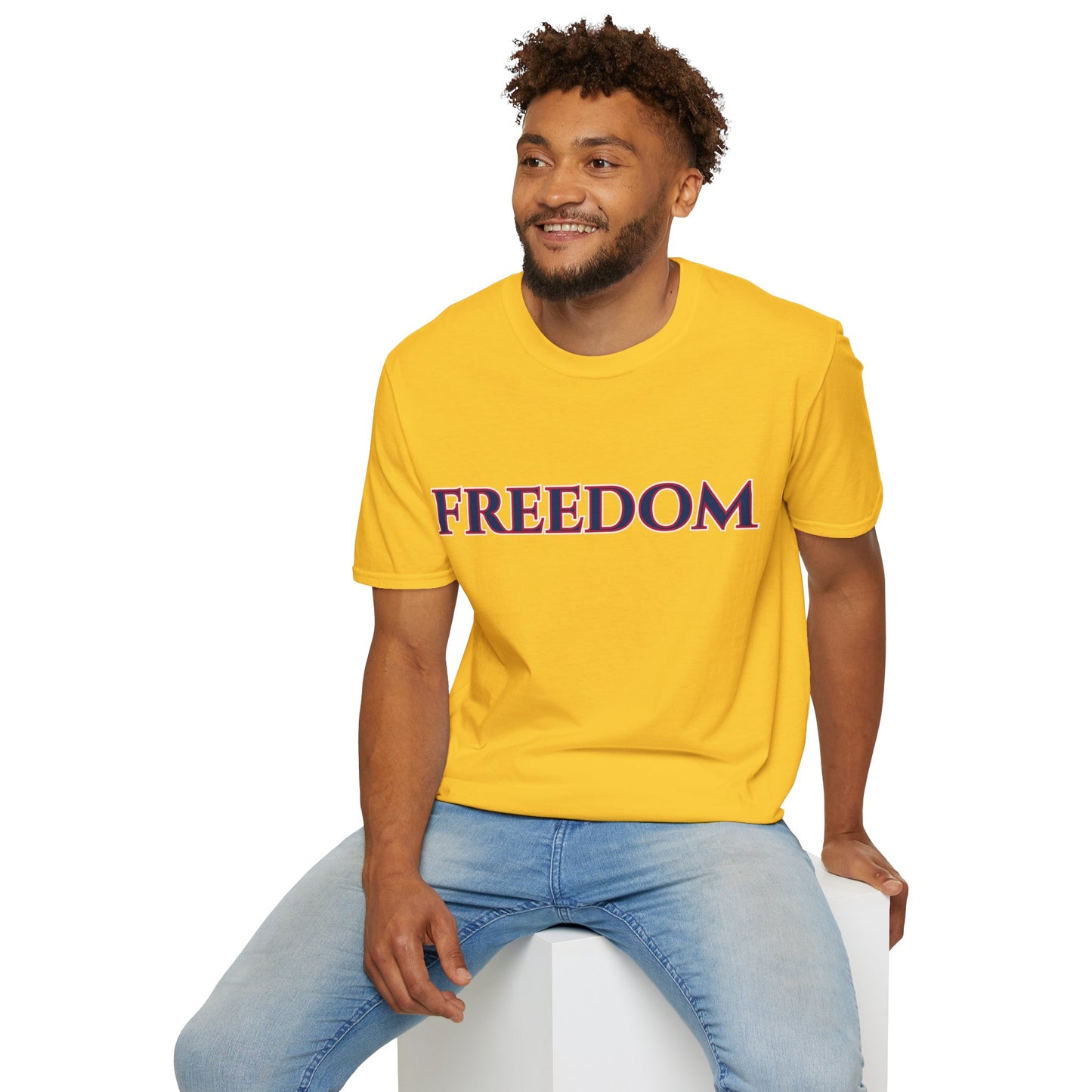 Freedom, Blue font, Light colors Unisex T-Shirt by theGreenDragonTavern.shop