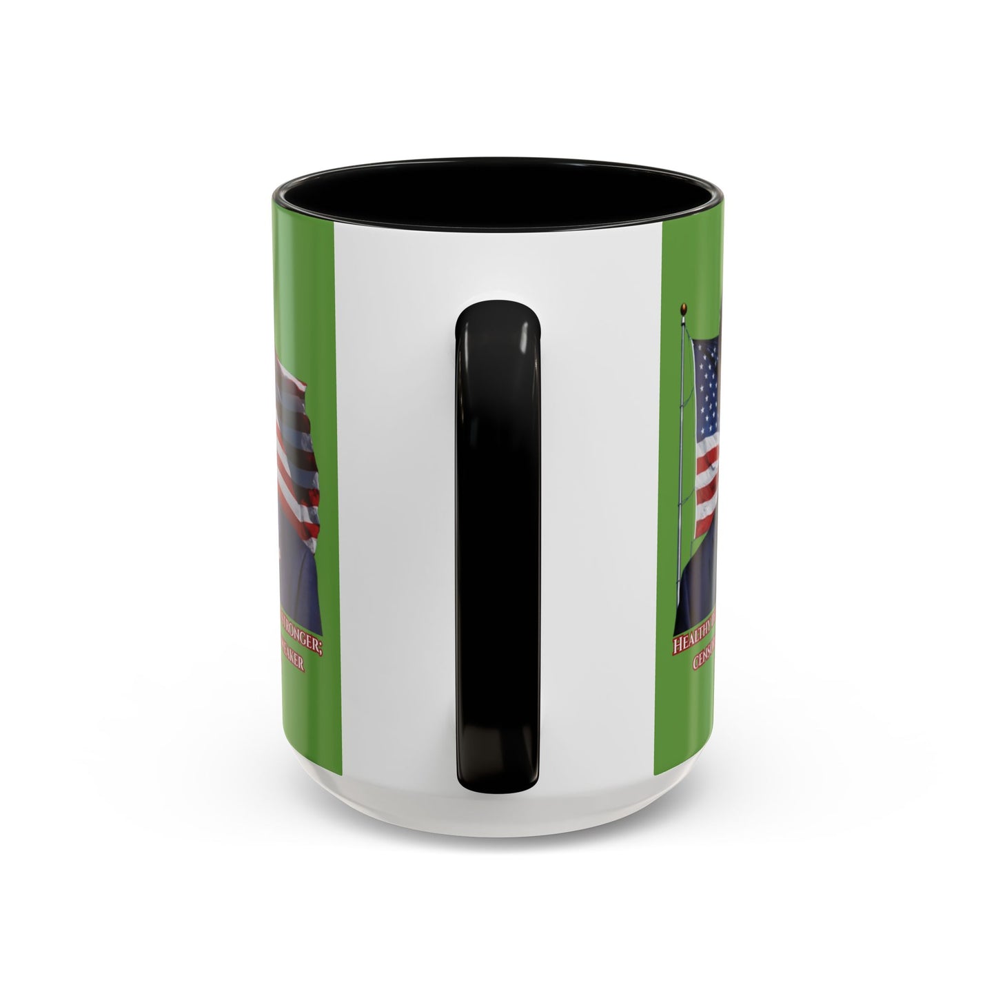 Charlie Kirk, Healthy Debate Green Accent Mug by theGreenDragonTavern.shop