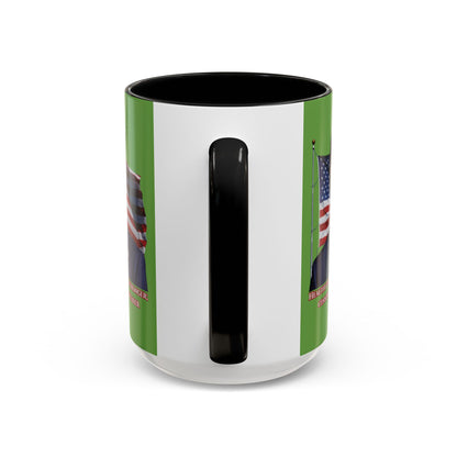 Charlie Kirk, Healthy Debate Green Accent Mug by theGreenDragonTavern.shop