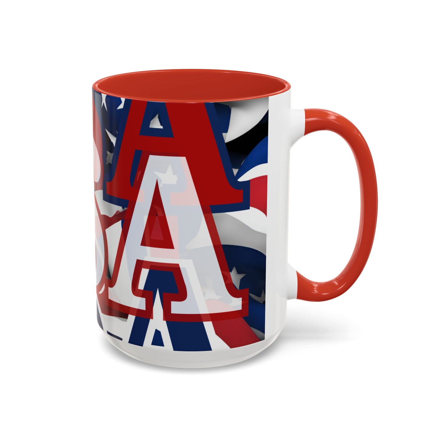 USA! USA! USA White font Patriot Blue Accent Mug by theGreenDragonTavern.shop