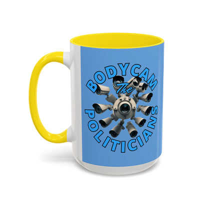 Bodycam the Politicians Cameras Blue Accent Mug by theGreenDragonTavern.shop