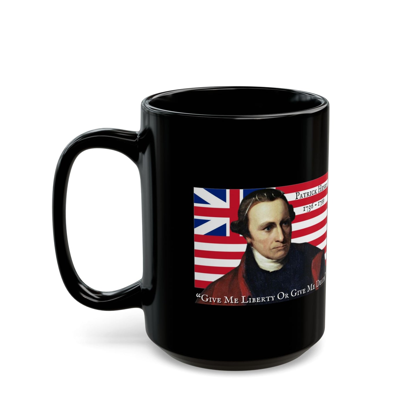 Patrick Henry Black Mug by theGreenDragonTavern.shop