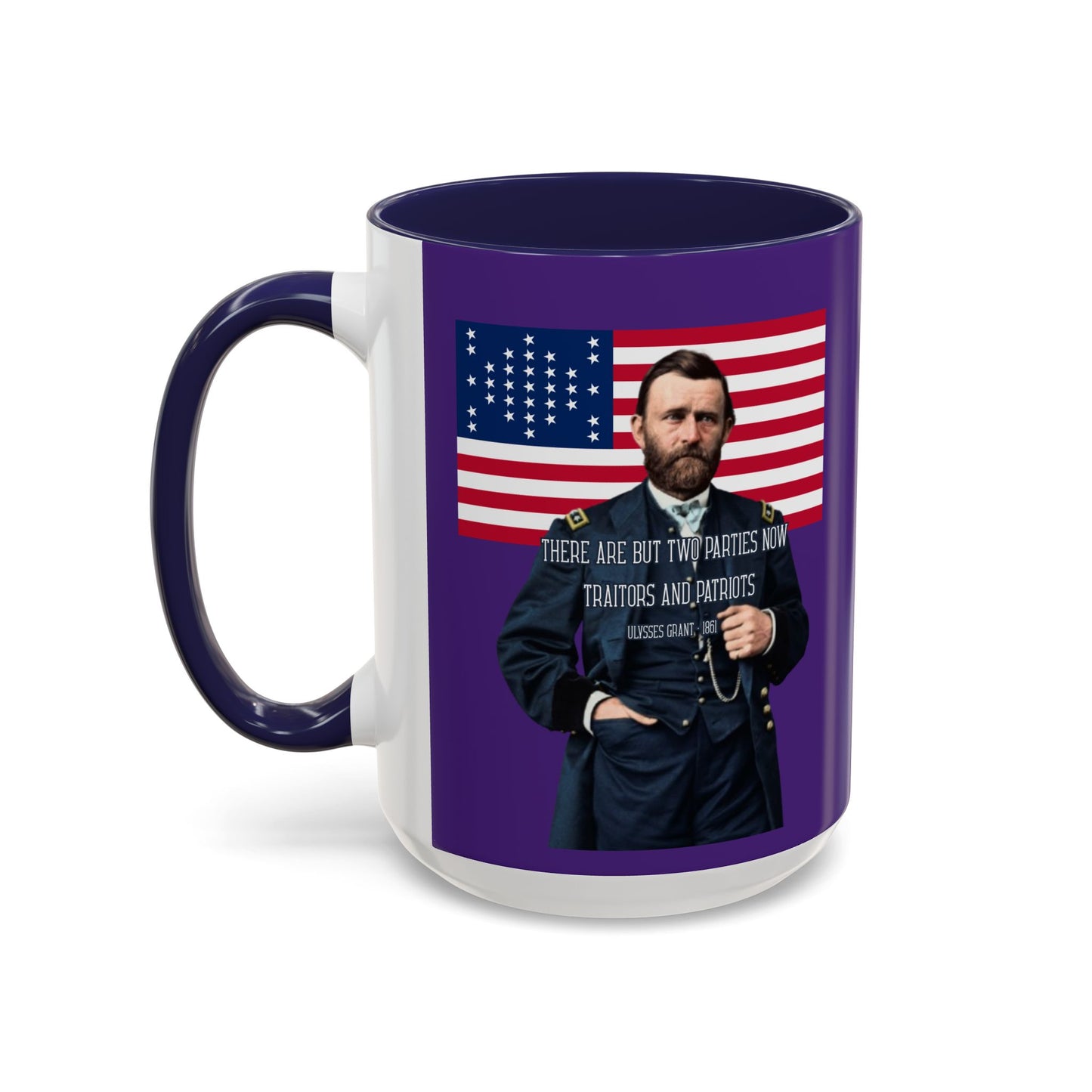 "Traitors and Patriots" Ulysses Grant Dark Purple Accent Mug by theGreenDragonTavern.shop
