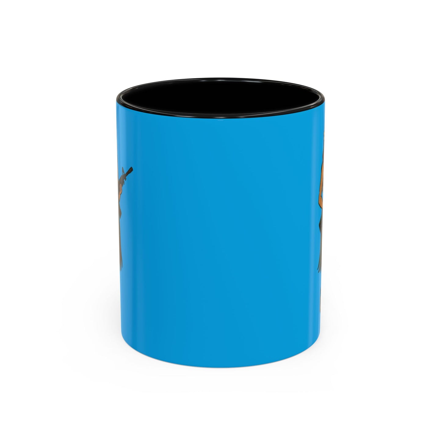 Hula Girl Packin' Heat Light Blue Accent Mug by theGreenDragonTavern.shop