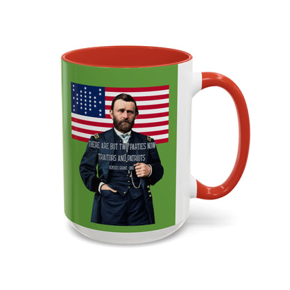 "Traitors and Patriots" Ulysses Grant Green Accent Mug by theGreenDragonTavern.shop