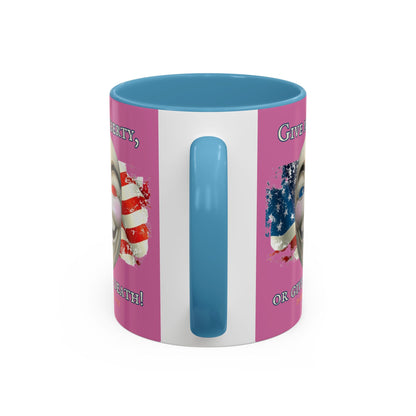 Vendetta, "Give me liberty, or give me death!" Pink Accent Mug by theGreenDragonTavern.shop