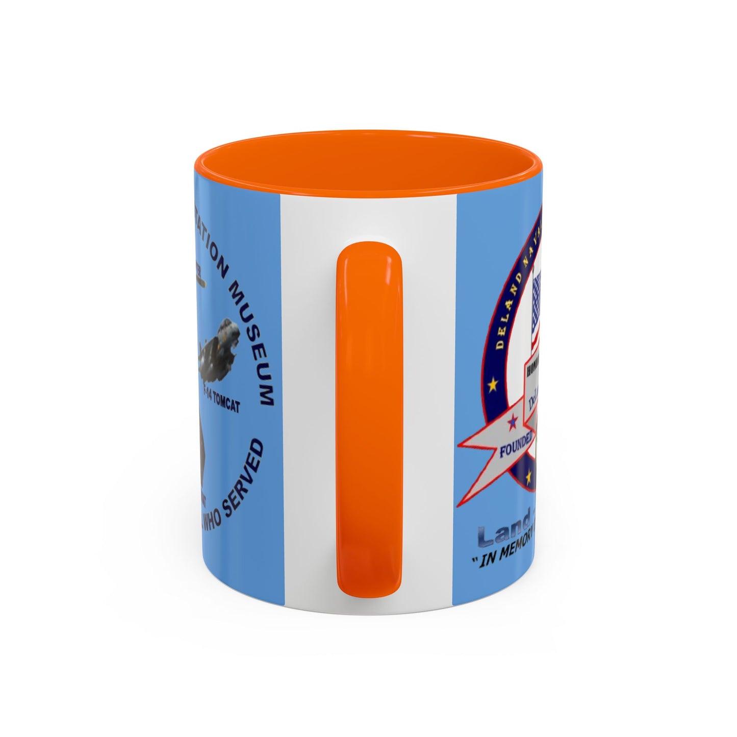 DNASM 2-sided, Founding & Student Art Light Blue Accent Mug by theGreenDragonTavern.shop