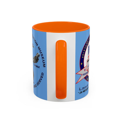 DNASM 2-sided, Founding & Student Art Light Blue Accent Mug by theGreenDragonTavern.shop