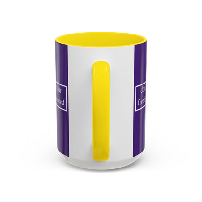 don't assume your freedoms are assured White font Dark Purple Accent Mug by theGreenDragonTavern.shop