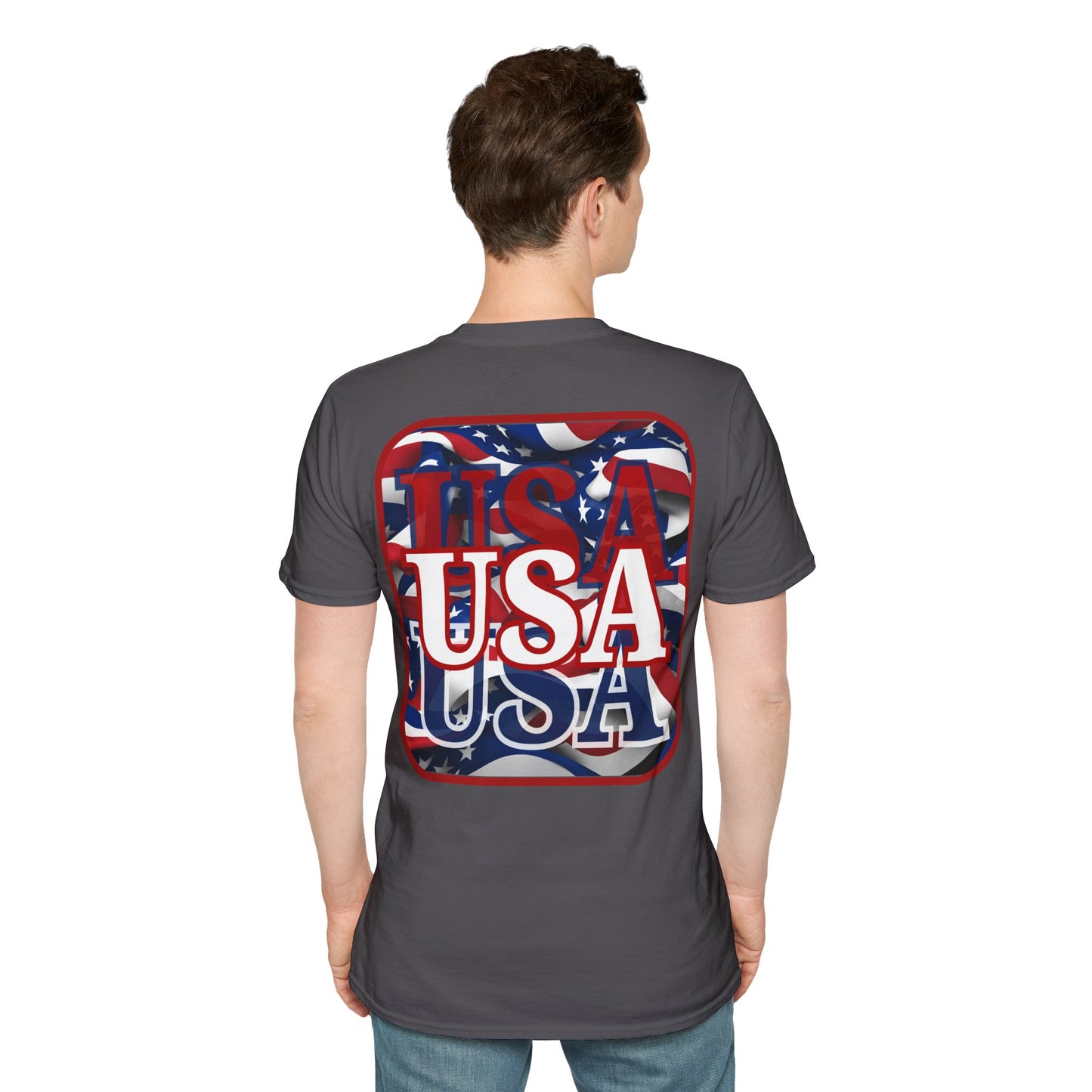 2-sided, Red WHITE and Blue USA Patriot Dark colors Unisex T-Shirt by theGreenDragonTavern.shop