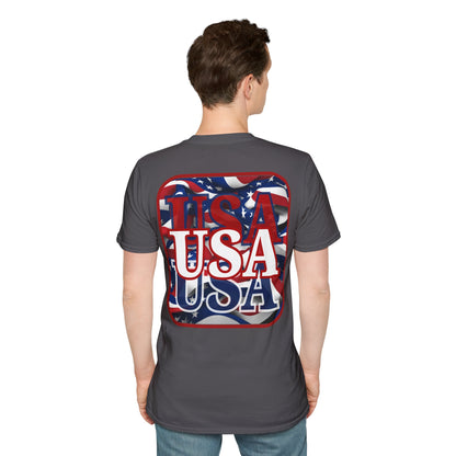 2-sided, Red WHITE and Blue USA Patriot Dark colors Unisex T-Shirt by theGreenDragonTavern.shop