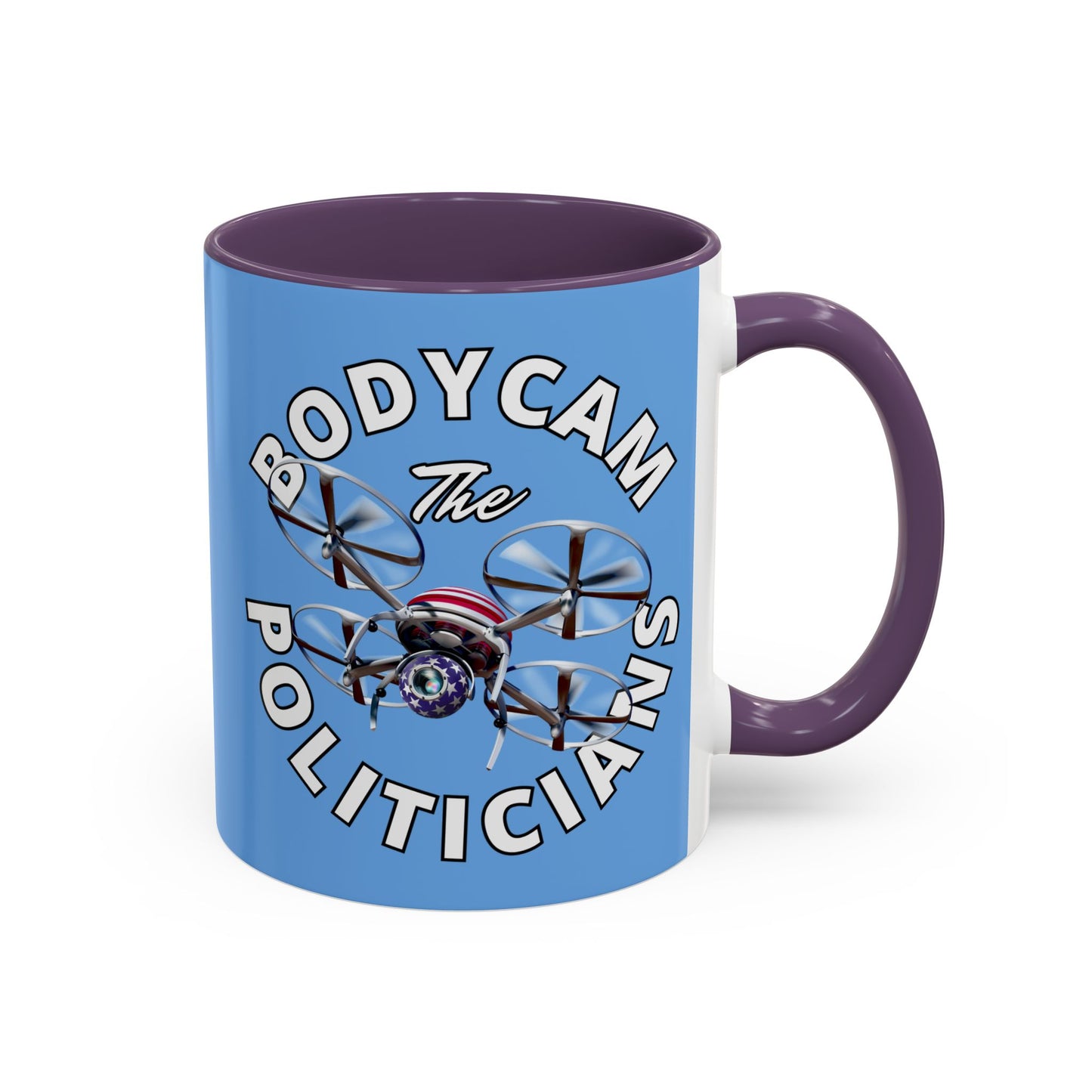 Bodycam the Politicians Drone Light Blue Accent Mug by theGreenDragonTavern.shop