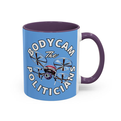 Bodycam the Politicians Drone Light Blue Accent Mug by theGreenDragonTavern.shop