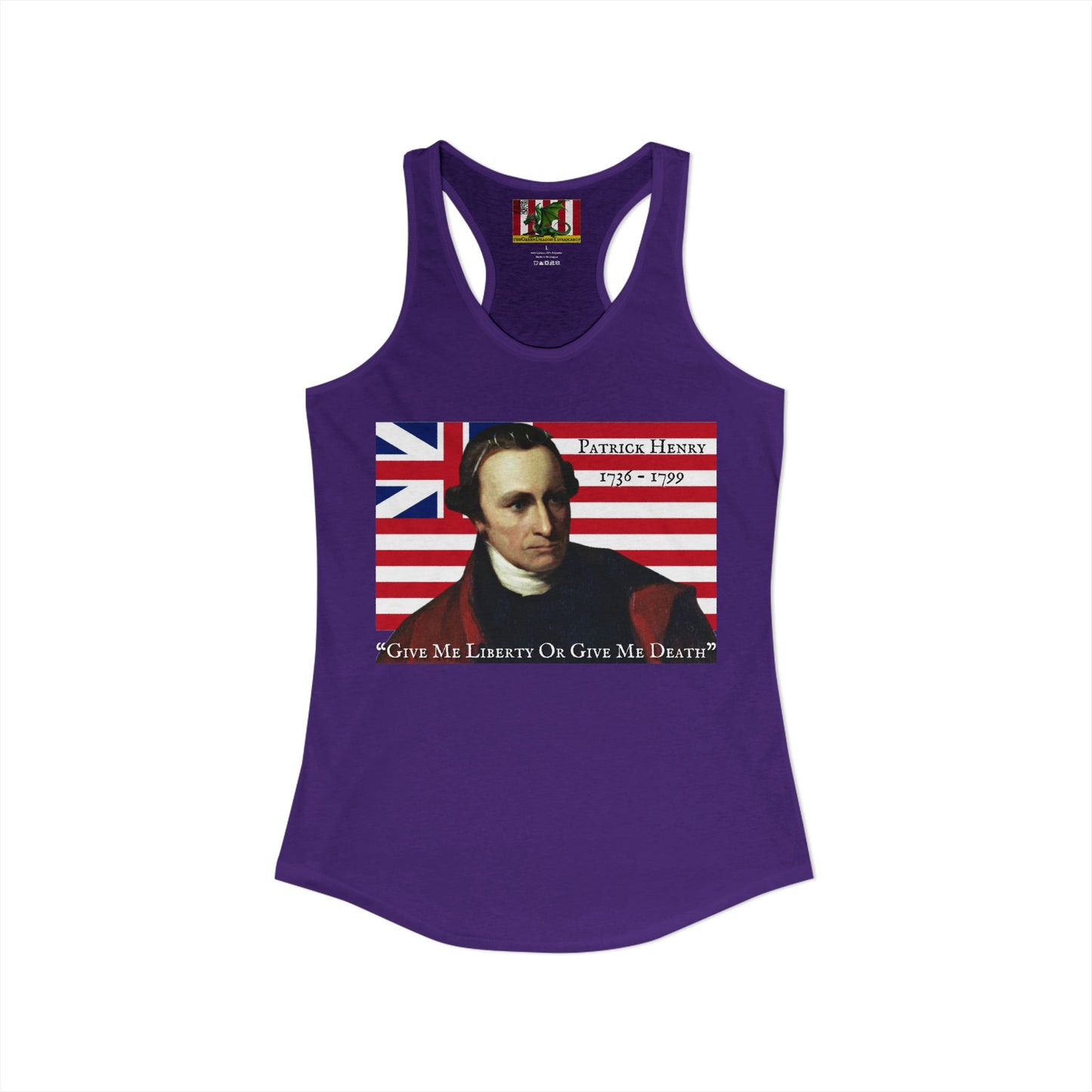 Patrick Henry Women's Racerback Tank Top by theGreenDragonTavern.shop