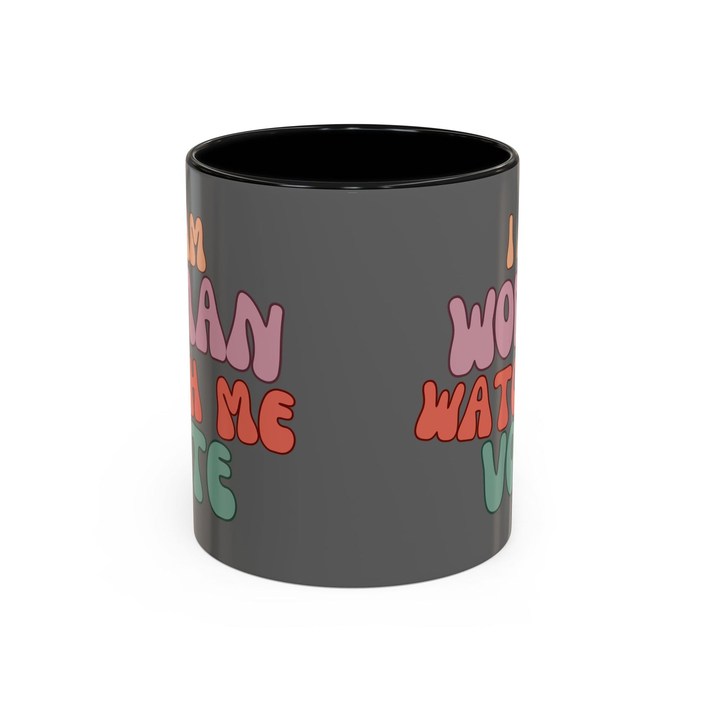 I Am Woman Watch Me Vote Grey Accent Mug by theGreenDragonTavern.shop