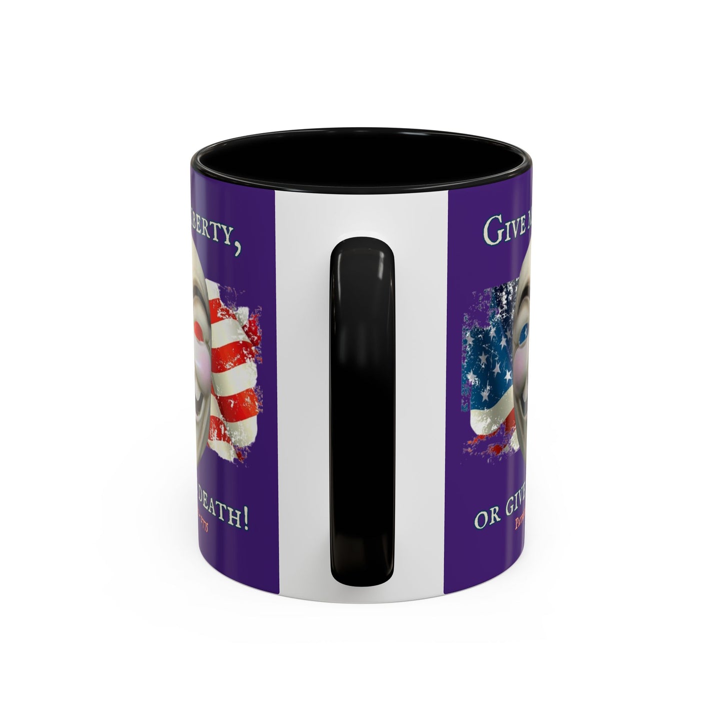 Vendetta, "Give me liberty, or give me death!" Purple Accent Mug by theGreenDragonTavern.shop