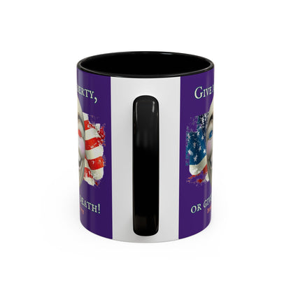 Vendetta, "Give me liberty, or give me death!" Purple Accent Mug by theGreenDragonTavern.shop