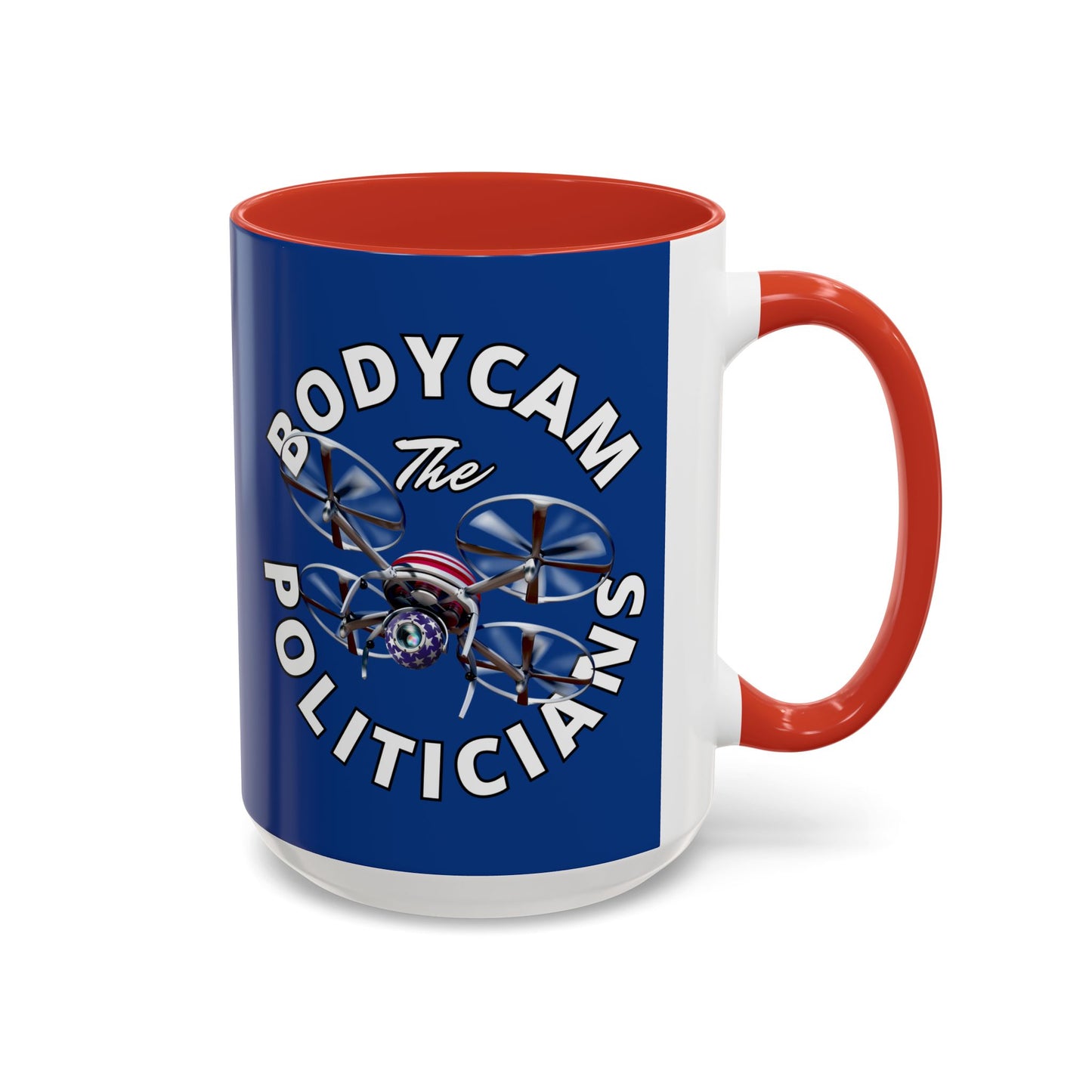 Bodycam the Politicians Drone Dark Blue Accent Mug by theGreenDragonTavern.shop