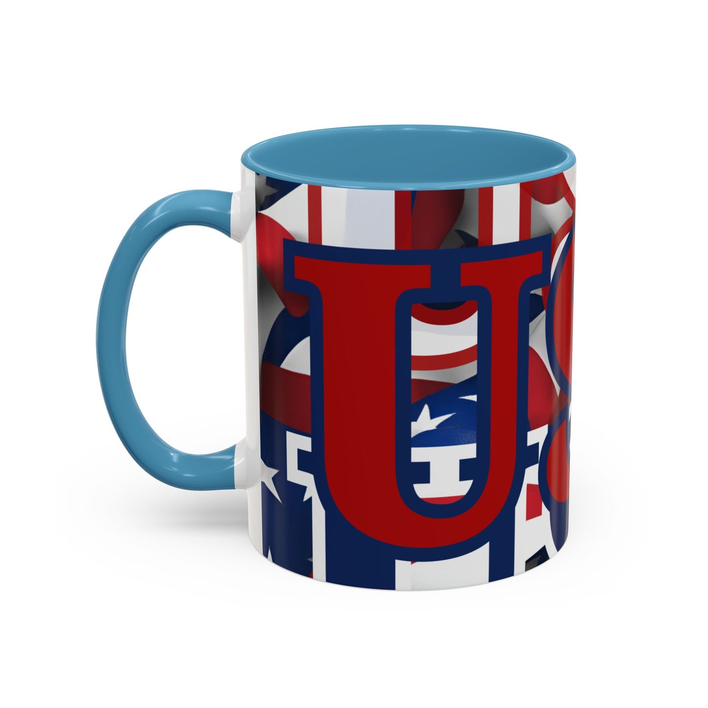 USA! USA! USA Red font Patriot Black Accent Mug by theGreenDragonTavern.shop