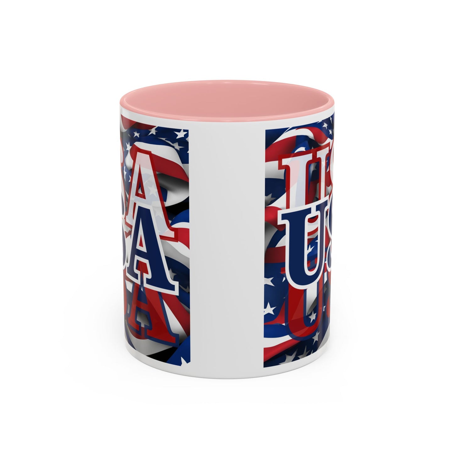 USA Blue font Center Patriot White Accent Mug by theGreenDragonTavern.shop