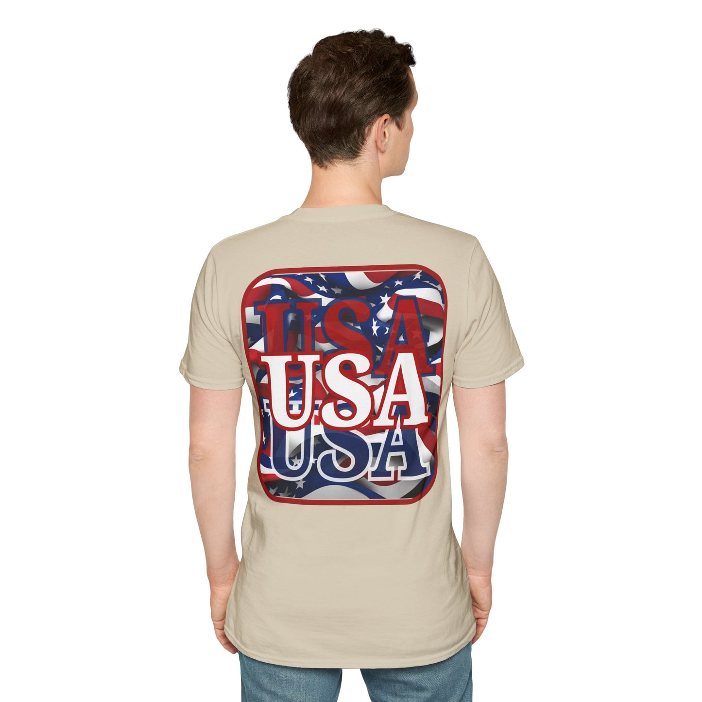 2-sided, Red WHITE and Blue USA Patriot Light colors Unisex T-Shirt by theGreenDragonTavern.shop