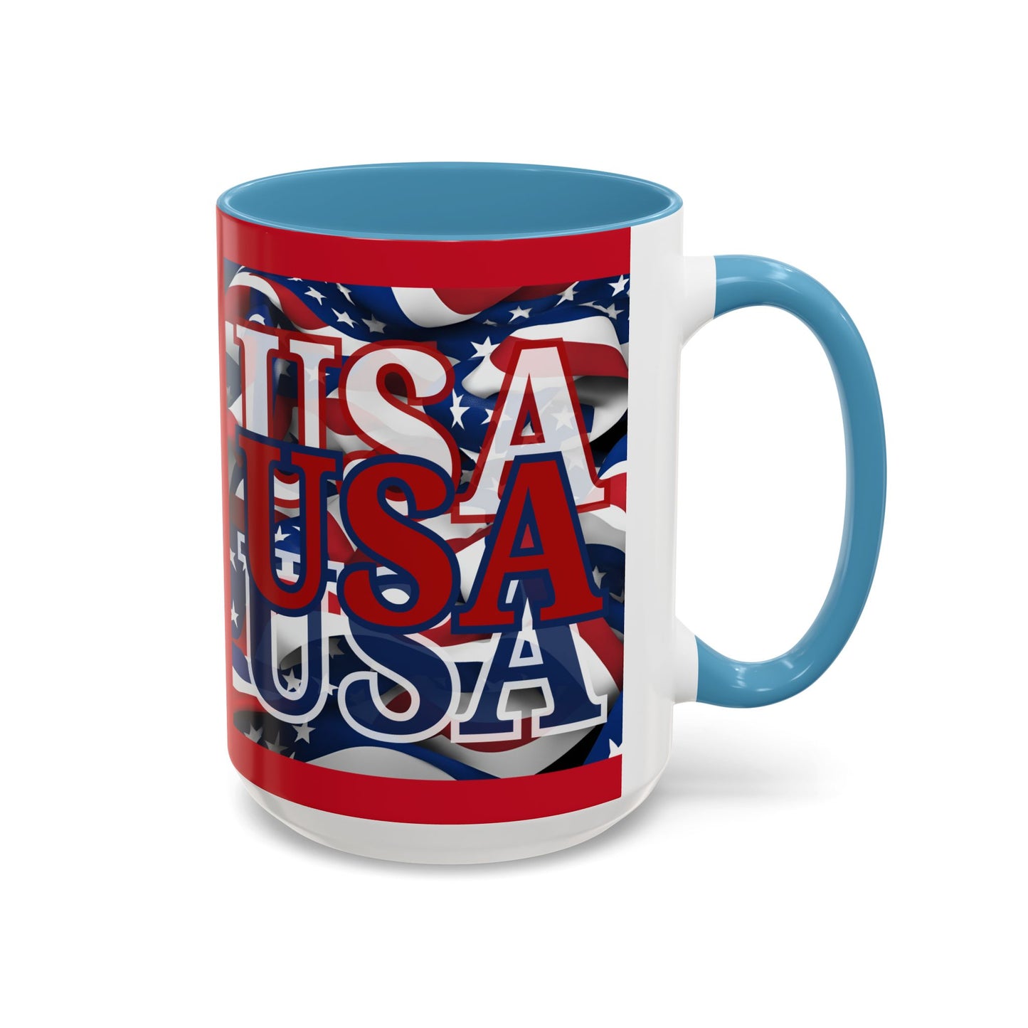 USA Red font Center Patriot Red Accent Mug by theGreenDragonTavern.shop