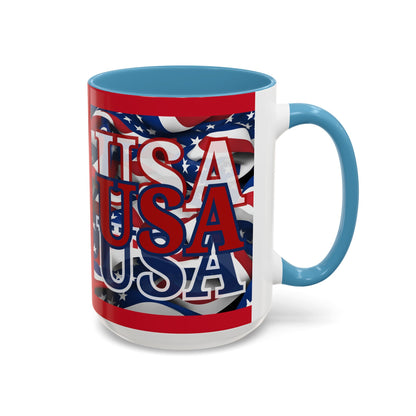 USA Red font Center Patriot Red Accent Mug by theGreenDragonTavern.shop